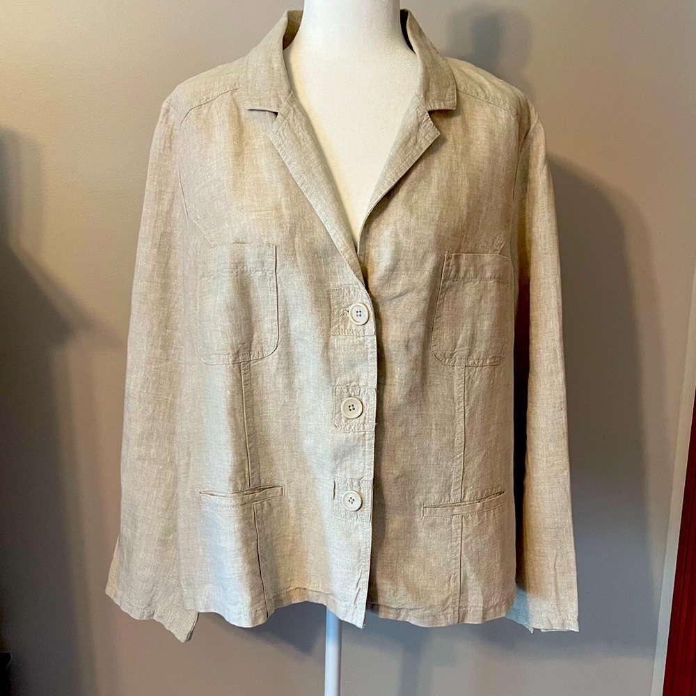 Chico size 3 tan Heather linen jacket